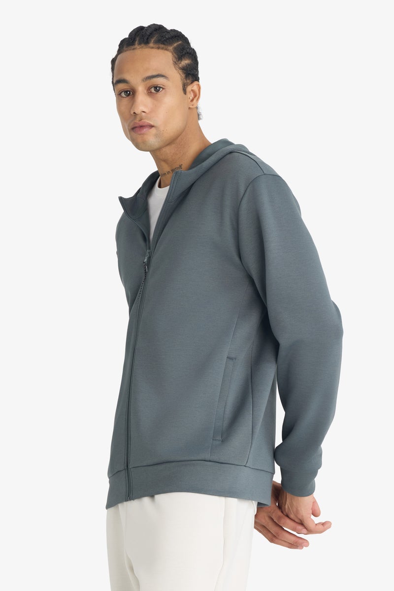 DeFacto Grey Man Standard Fit Hooded Cardigan Casual - Image 3